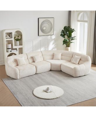 Modern Luxury Curved Corner Sectional Sofa, Chenille Modular Cloud Sofa.