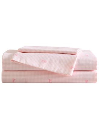 Laura Ashley Tiny Bows Microfiber 3-Piece Sheet Set, Twin