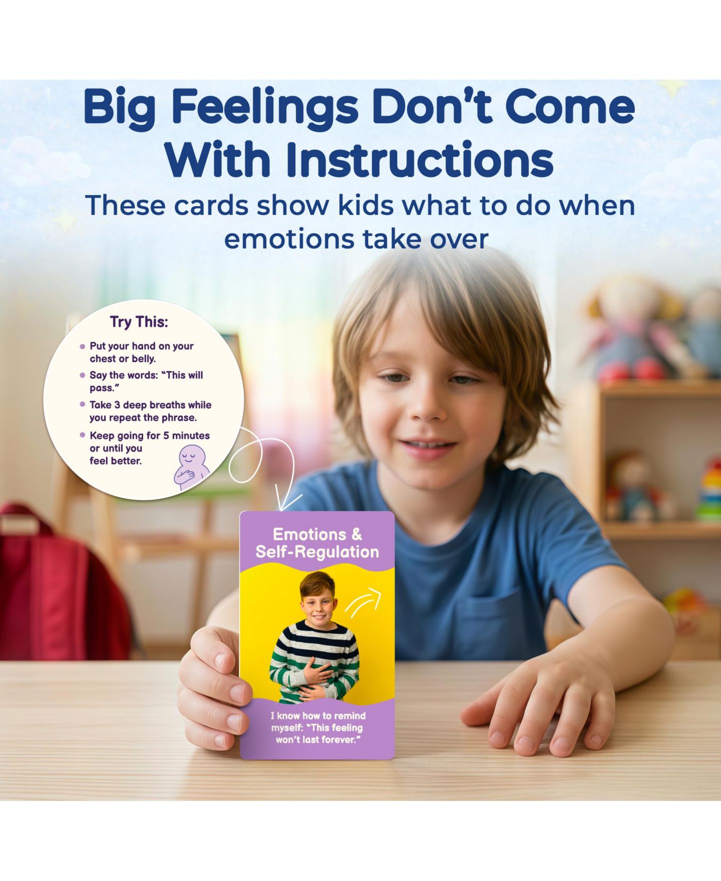 Детские карточные игры Quokka Adhd Empowerment Cards Emotional Regulation & Social Skills 95-Piece Card Game, Ages 3+, цвет: Autism95 — фото 4
