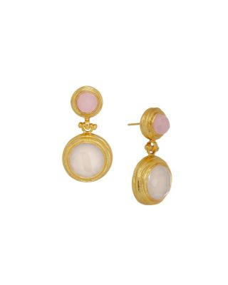 Ottoman Hands Lilis Quartz and Chalcedony Drop Earring - Gold 123$
