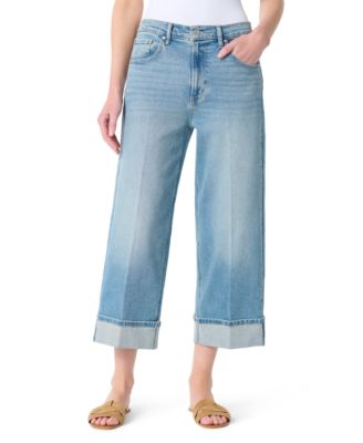 Women's High-Rise Wide-Leg Cuffed Jeans