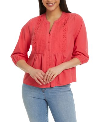 Women's Peplum Button-Front Top