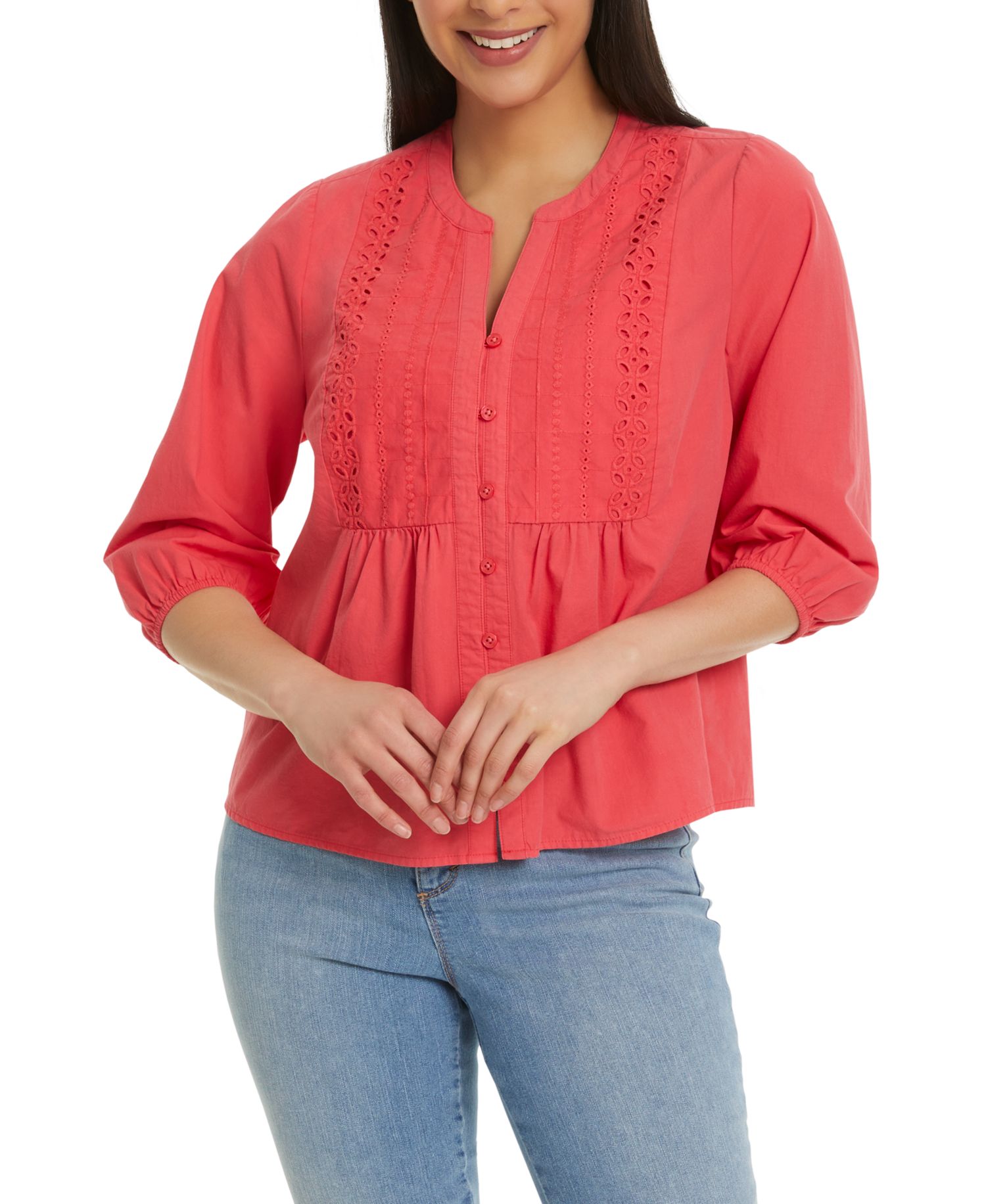 Women's Peplum Button-Front Top