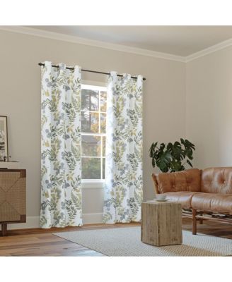 Remi Floral Leaf Print Blackout Grommet Curtain Panel