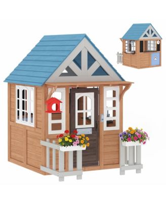 Outdoor Playhouse with Pet Door, Play Kitchen, Mailbox and Birdhouse