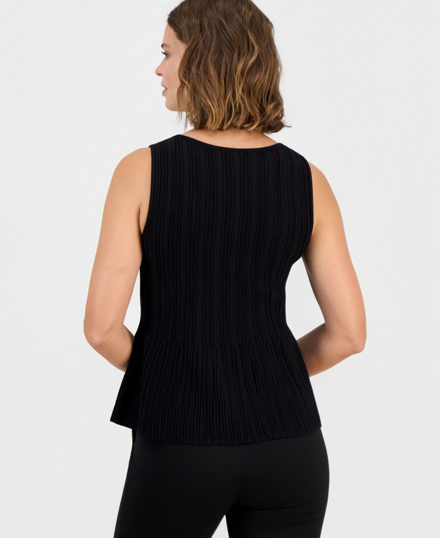 Женский топ Anne Klein Boat-Neck Peplum-Hem, цвет: Чёрный — фото 2