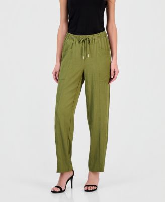 Annie Klein Women's Tie-Waist Straight-Leg Ankle Pants, Regular & Petite