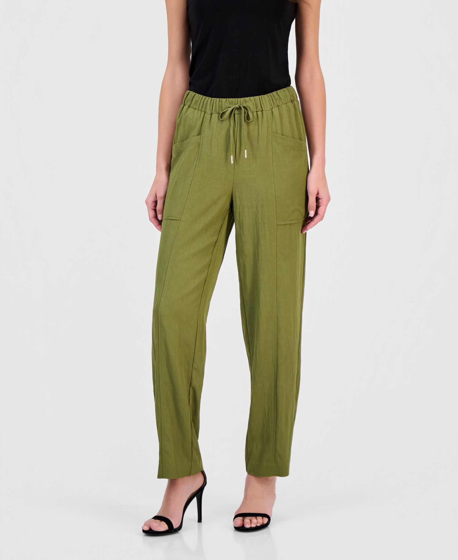 Annie Klein Women's Tie-Waist Straight-Leg Ankle Pants, Regular & Petite