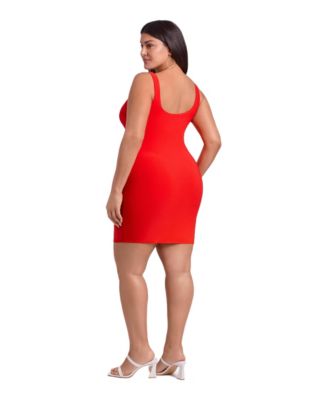 Women's Shirred Waist Square Neck Sculpting Tank Mini Dress