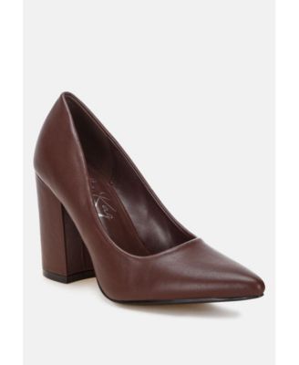 Womens Zhuri Faux Leather Solid Block Heel Pumps
