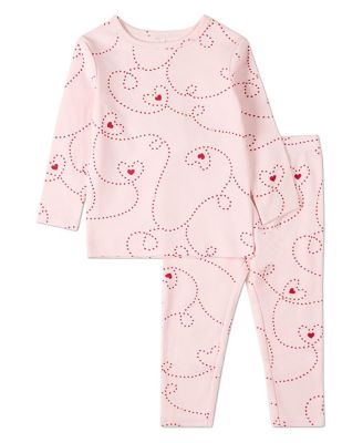 Baby Girls 2 Piece "Entangled Hearts" 100% Cotton Pullover Pajama Set