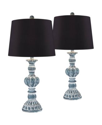 Tanya Country Cottage Table Lamps 26 1/2" High Set of 2 Wash Faux Silk Drum Shade for Bedroom Living Room Bedside Nightstand