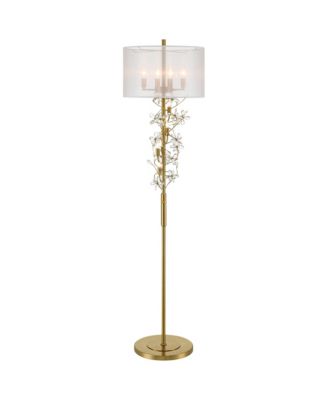 Vivant Modern 71 1/2" Tall Standing Floor Lamp 8-Light Crystal Spray Metal Soft Gold Finish Drum Shade