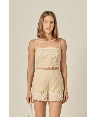 Women's Wavy Embroidered Bandeau Top