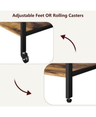 3-Tier Mobile Printer Stand with Charging Station, USB Ports, Storage Shelf, Under Desk Cart with Wheels for Living Room/Kitchen