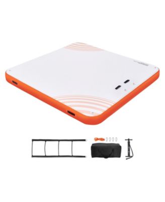 10 x 10 Feet Inflatable Floating Dock Platform with Non-Slip Surface and Ladder