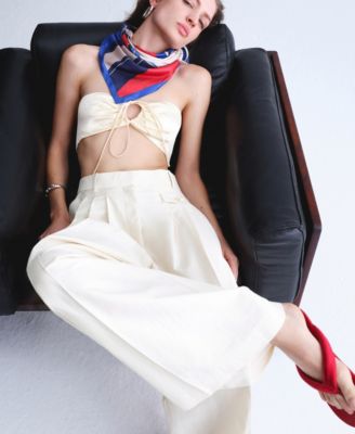 Selection Women's Pleated Straight Cotton Pants