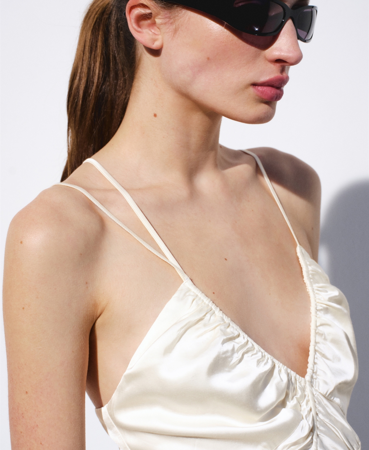 Selection Mango Women's Adjustable Ruched Satin Dress