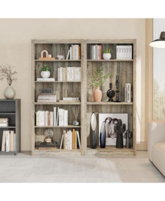 71" Tall Wooden Bookcase with 5 Tiers, Open Storage, Modern Floor Standing Shelves for Bedroom, Office