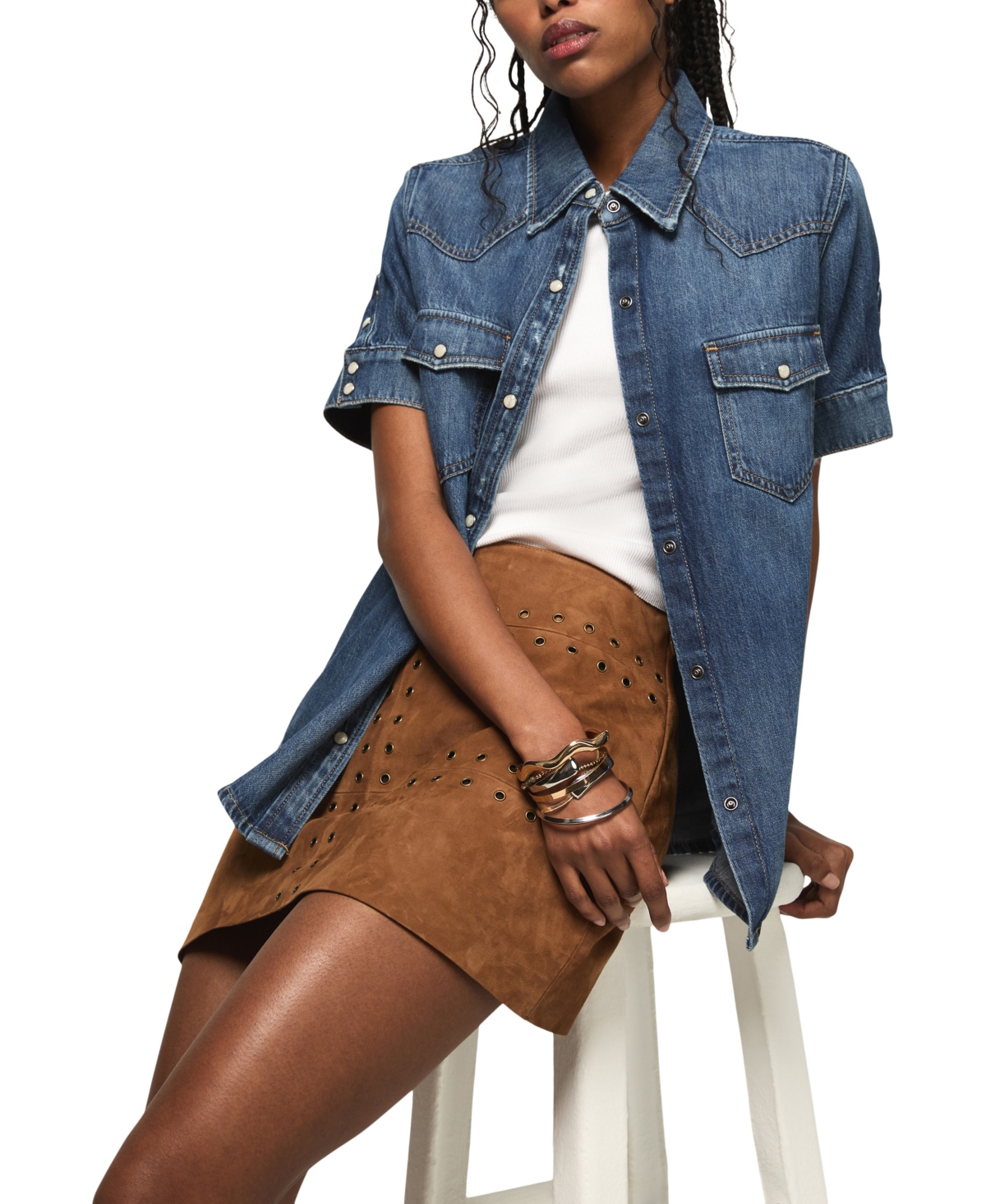 Lucky Brand Women's Short-Sleeve Denim Shirt