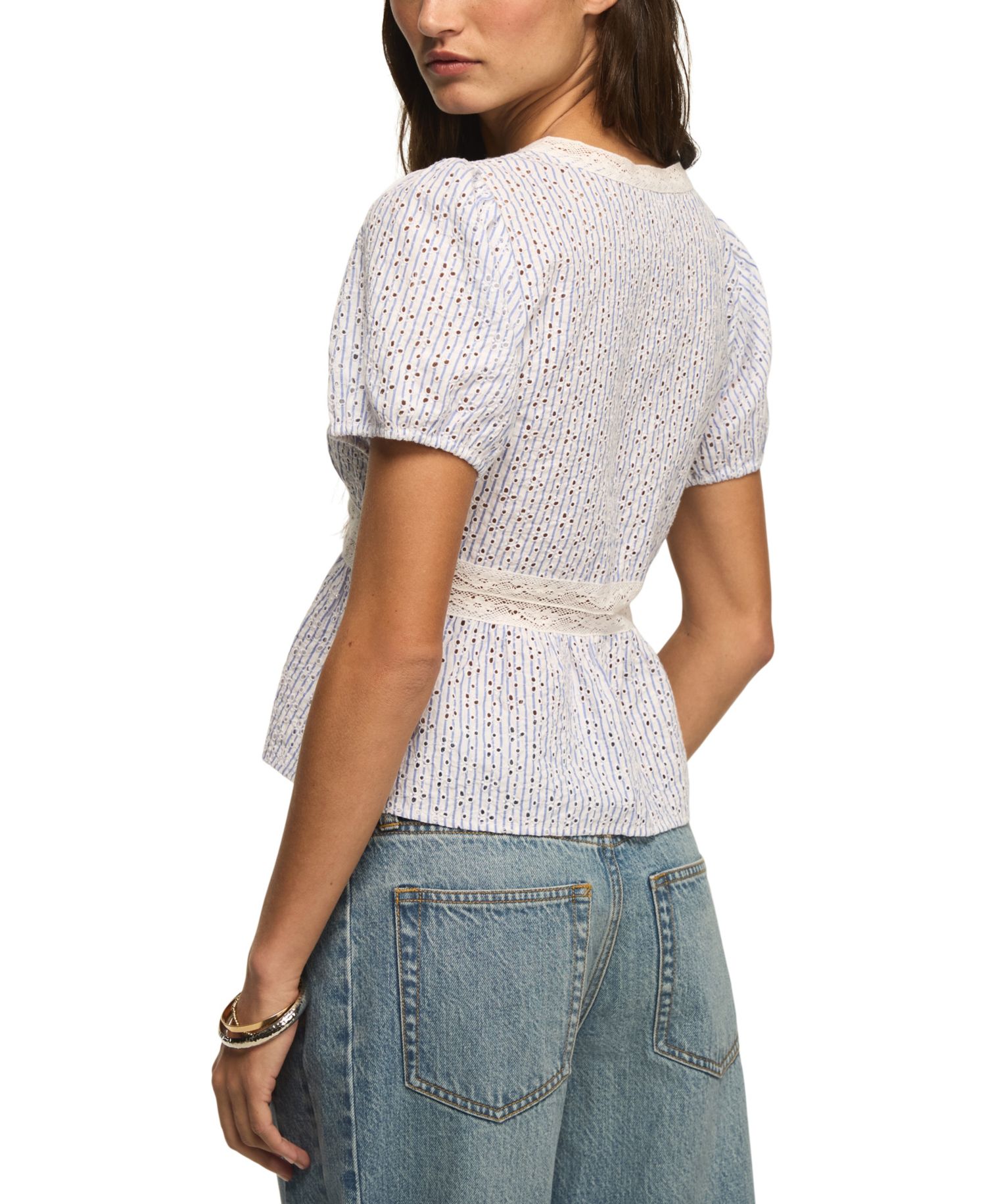 Women's Eyelet V-Neck Blouse
