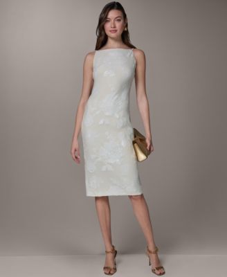 Women's Sleeveless Midi Dress with Lace Print