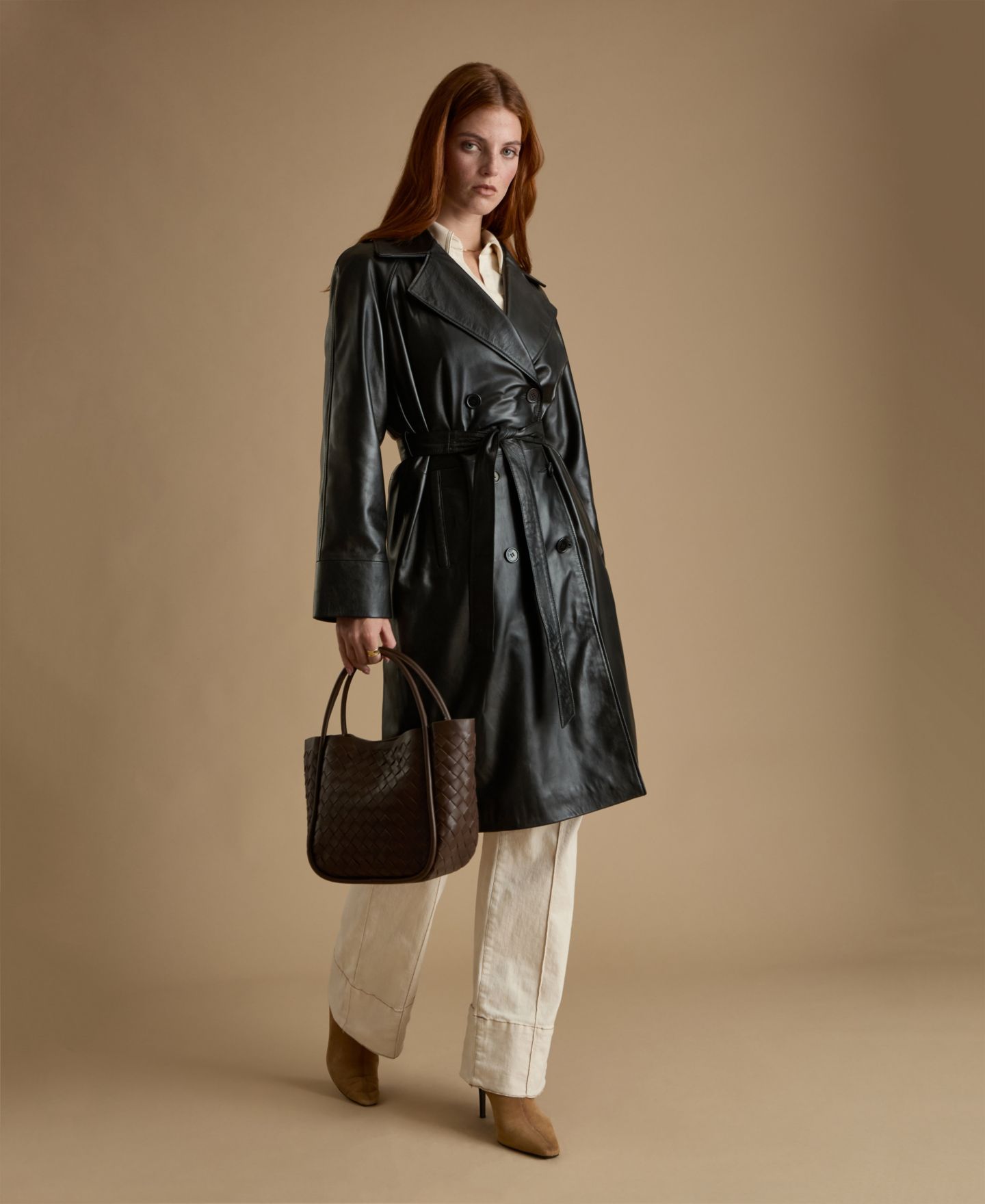 Женское пальто Furniq UK Sloane Leather Trench, цвет: Чёрный — фото 4