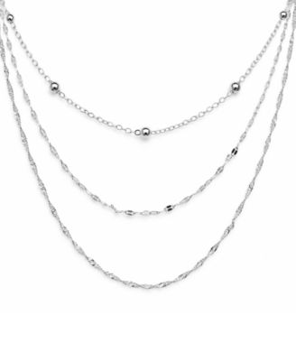 Silver Plated Multi-Chain 18" Layered Statement Necklace