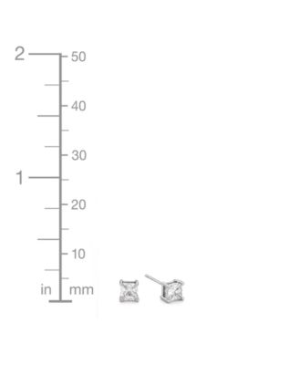 3-Pc. Set Silver Plated Square Cubic Zirconia Stud Earrings