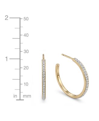 High Polished Clear Crystal Duo C Hoop Earring Pair, Gold Plate and Silver Plate