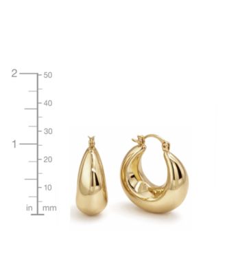 Silver Plated or 18k Gold Plated Brass Puff Hoop Earrings