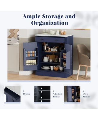 Versatile Buffet Cabinet and Coffee Bar Station, Food Storage Pantry with a Drawer, 2 Adjustable Shelves and 2 Door Shelves for Dining Room