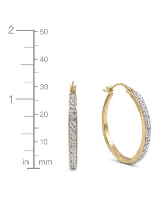 Crystal Tapered Hoop Earrings in Silver-Plate, 1.2"