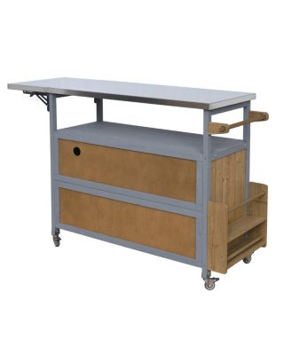 Farmhouse Rolling Outdoor Kitchen Cart Stainless Top