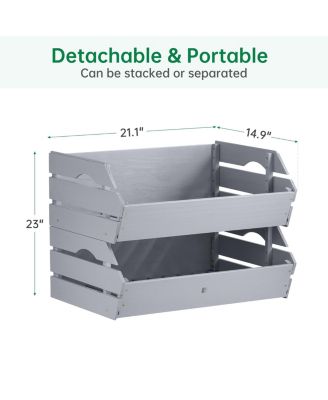 Stackable Wooden Potato Onion Storage Bins Produce Basket with Handles Kitchen Pantry Counter Organization