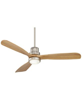 52" Delta-Wing DC Modern 3 Blade Indoor Ceiling Fan with LED Light Remote Control Brushed Nickel Natural Solid Wood for Living Room Kitchen