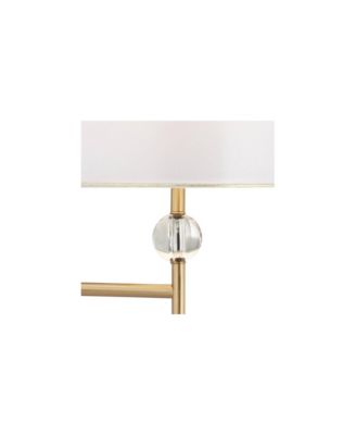 Kohle Modern Swing Arm Wall Lamps Set of 2 Polished Brass Plug-In Light Fixture White Drum Shade for Bedroom