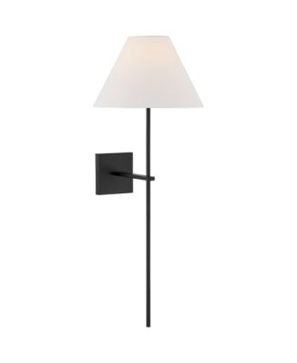 Possini Euro Ayla 32" High Black and White Linen Wall Sconce