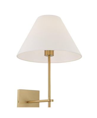 Possini Euro Ayla 32" High Brass and White Linen Wall Sconce