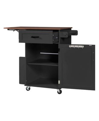  Farmhouse Kitchen Island Drop Leaf, Storage