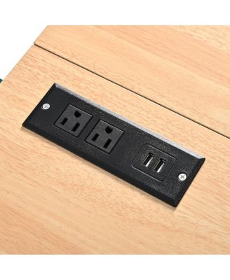  Rolling Kitchen Island  Drop Leaf, Power Outlet, Storage