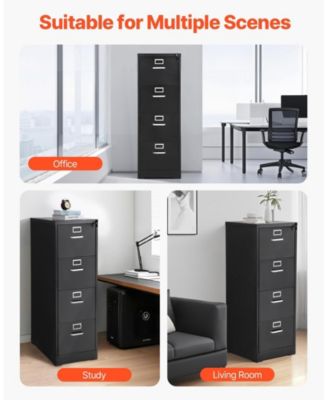 4 Drawer File Cabinet with Lock, Metal Vertical Filing Storage Cabinets for Home Office, Heavy