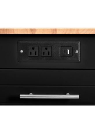  Rolling Kitchen Island Trash, Power, Storage