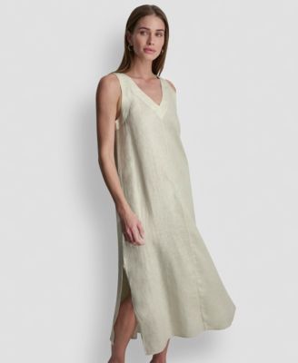 Linen V-Neck Maxi Dress