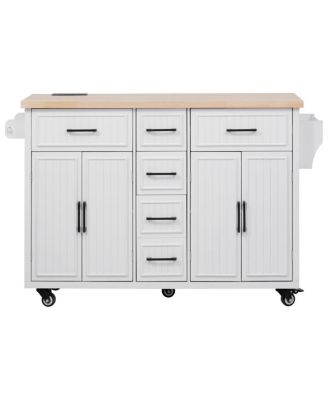  Rolling Kitchen Island Power, Storage, Drop Leaf