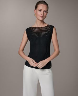 Petite Crewneck Sleeveless Sweater Top