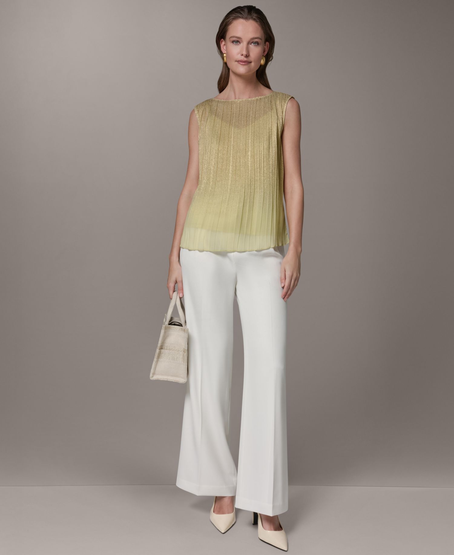 Petite Boat Neck Sleeveless Blouse