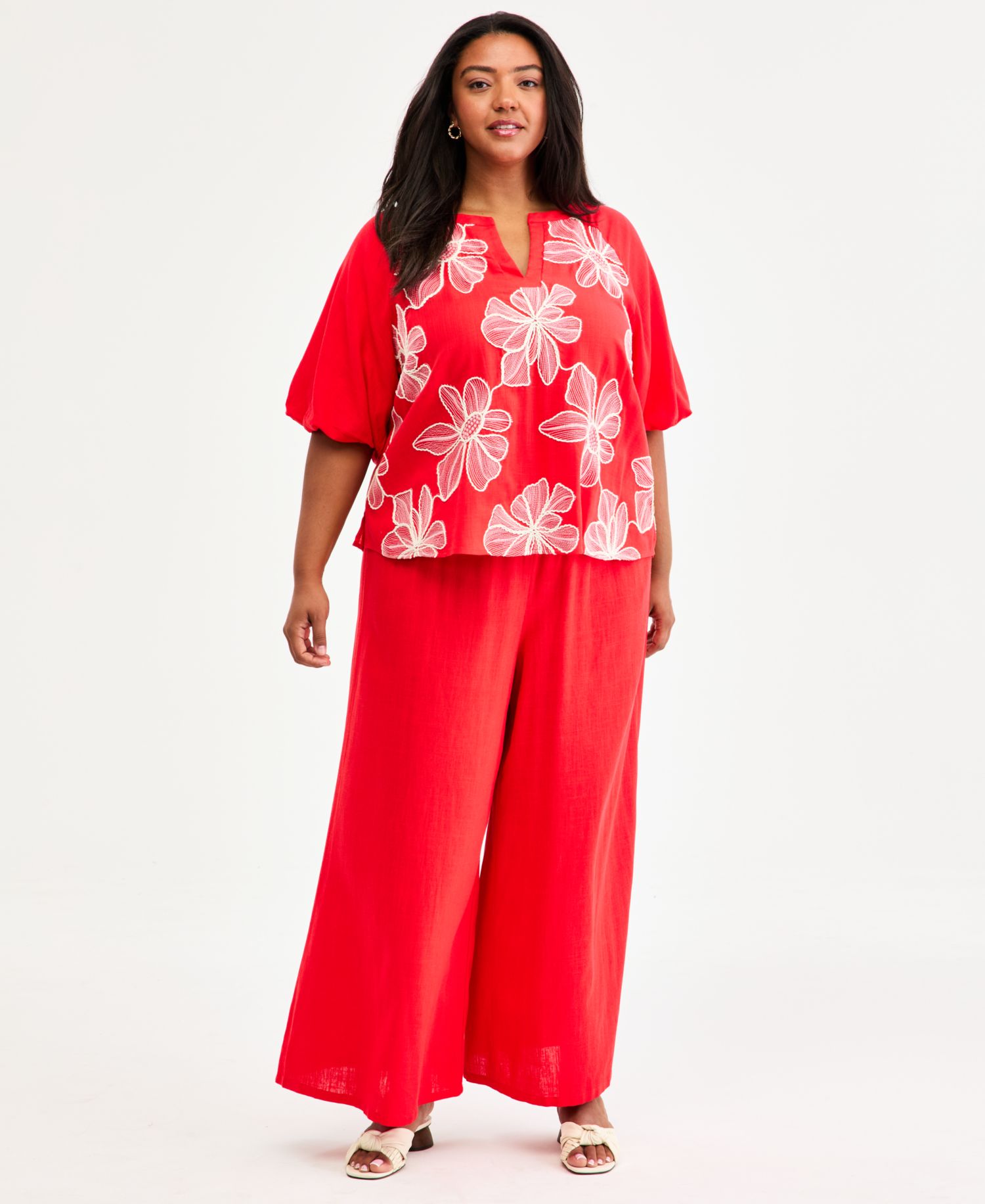 Plus Size Cropped Wide-Leg Pants
