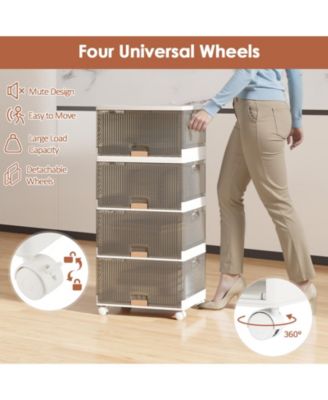 4-Cube Stackable Storage Bins with Detachable Wheels