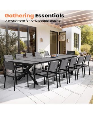 118'' All-Weather Aluminum X-shaped Outdoor Patio Dining Table